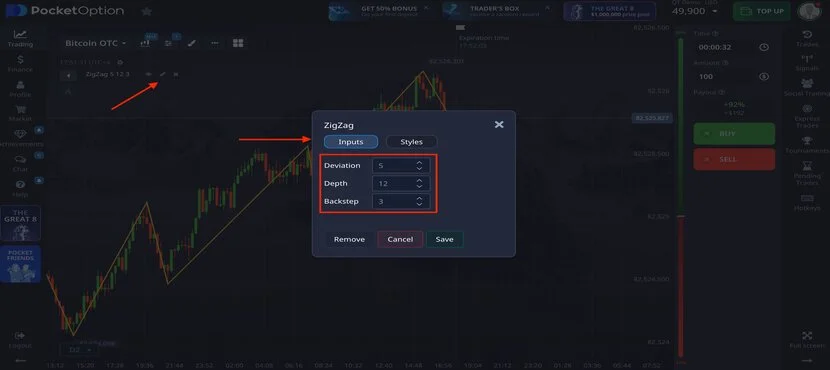 Индикатор ZigZag: подробное и понятное объяснение Ввод индикатора ZigZag на Pocket Option