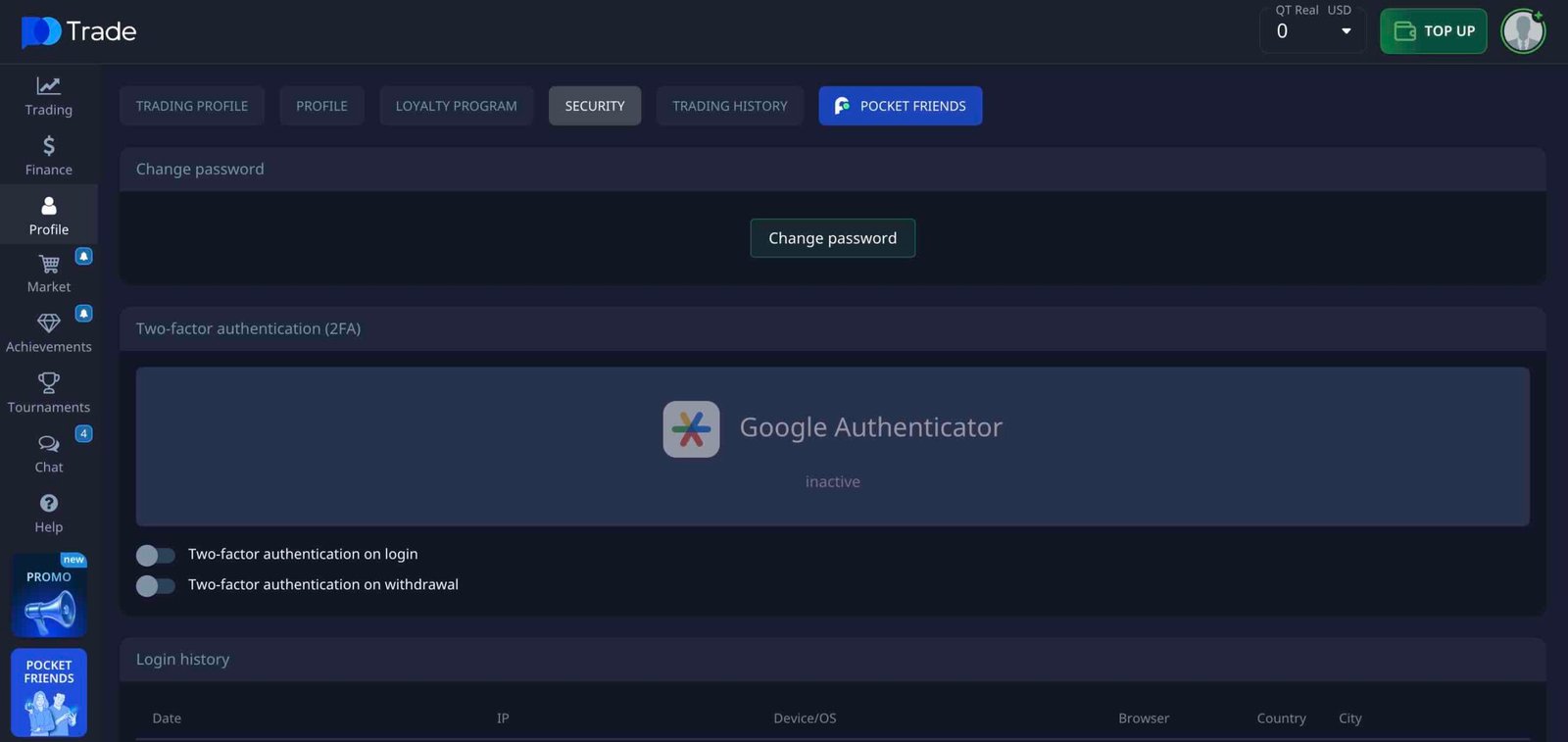 Pocket Option Login 2FA