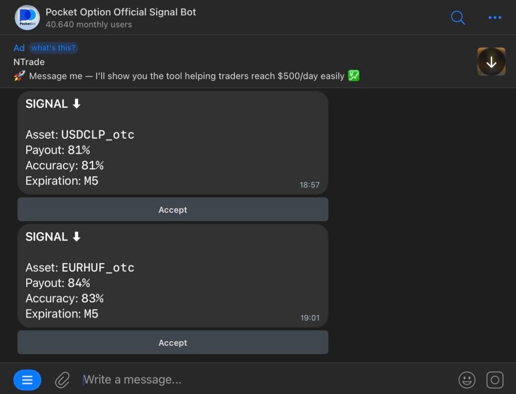 Pocket Option Signals Telegram Bot