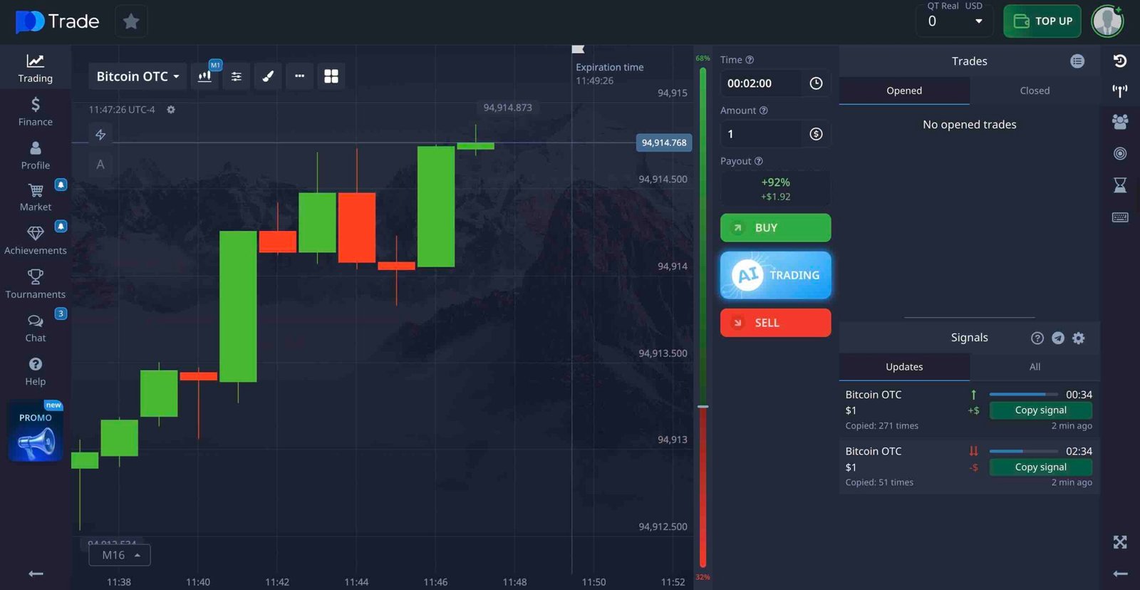 Pocket Option AI Trading Button