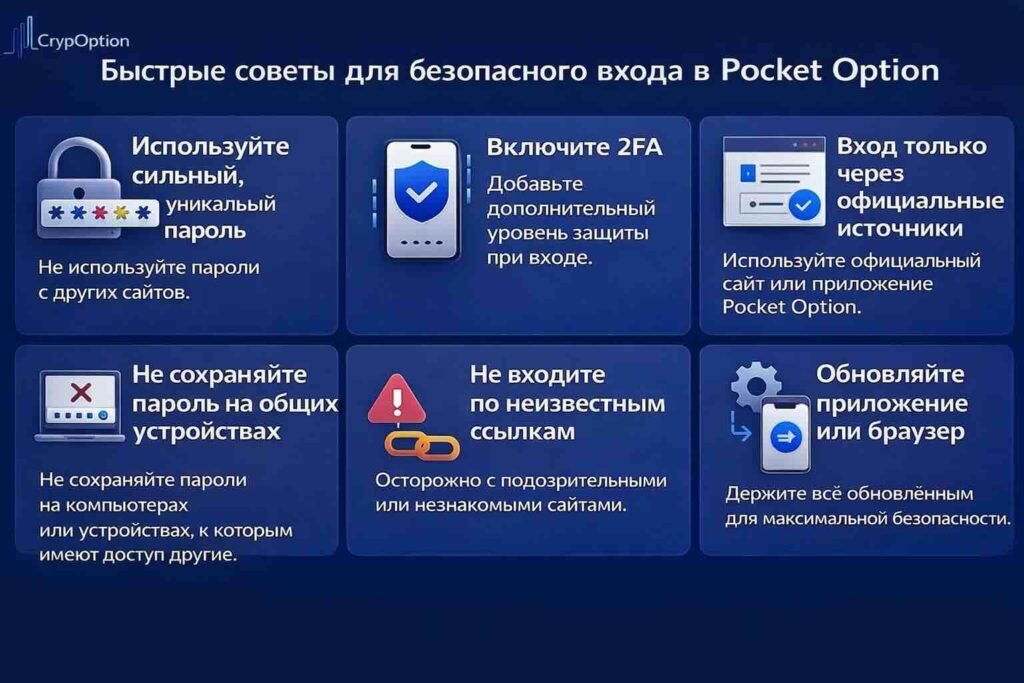 Советы по безопасности при входе в Pocket Option