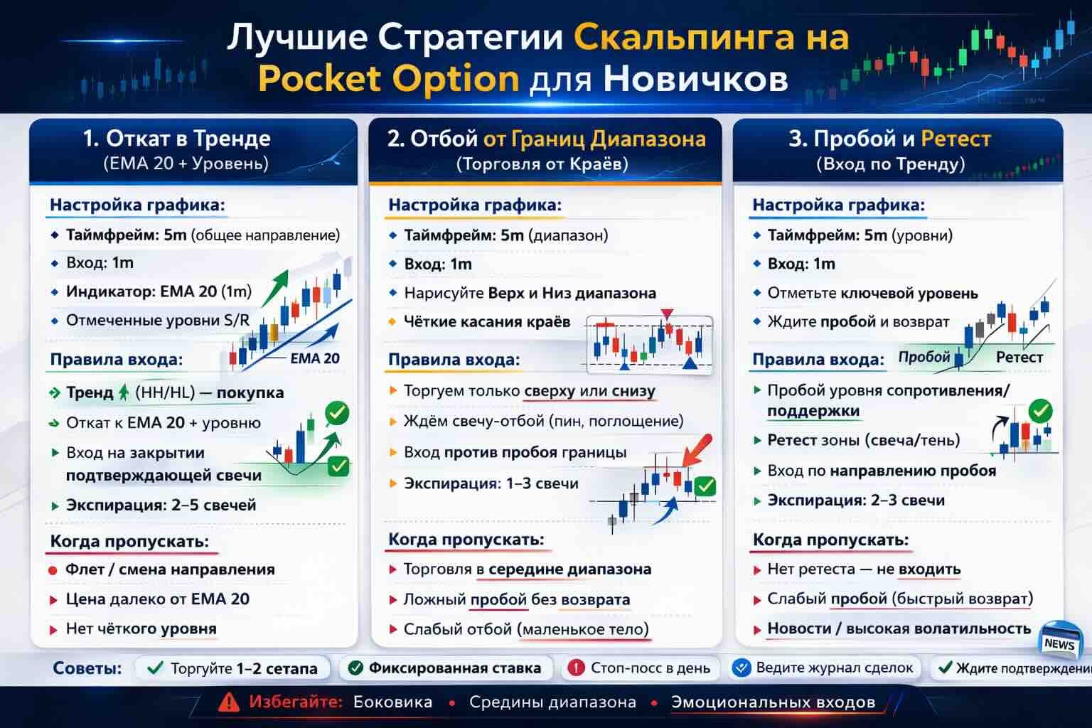 Скальпинг на Pocket Option: лучшие сетапы 1 мин 2026 Скальпинг на Pocket Option: простые стратегии для новичков