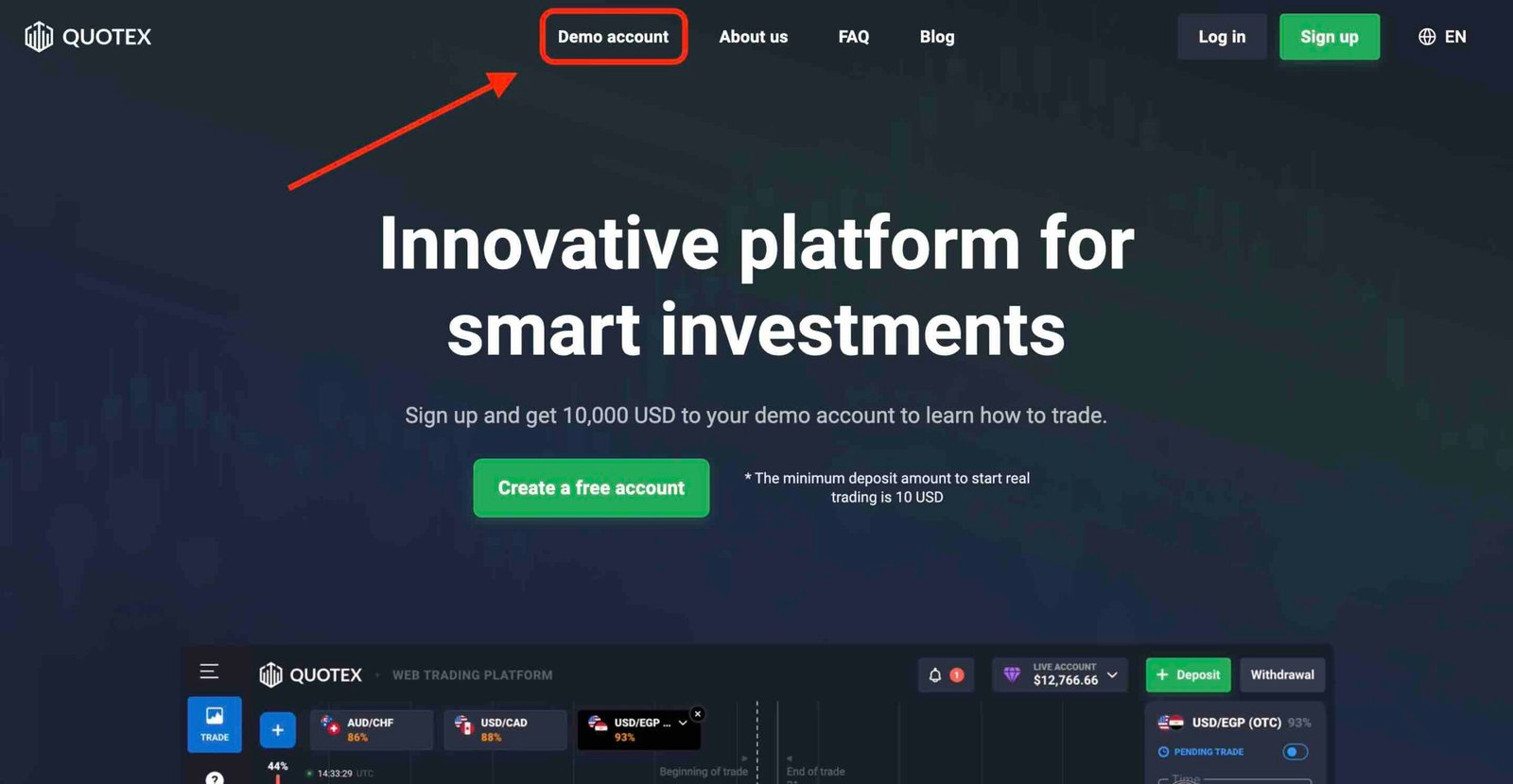 How to access the Quotex demo account without registration