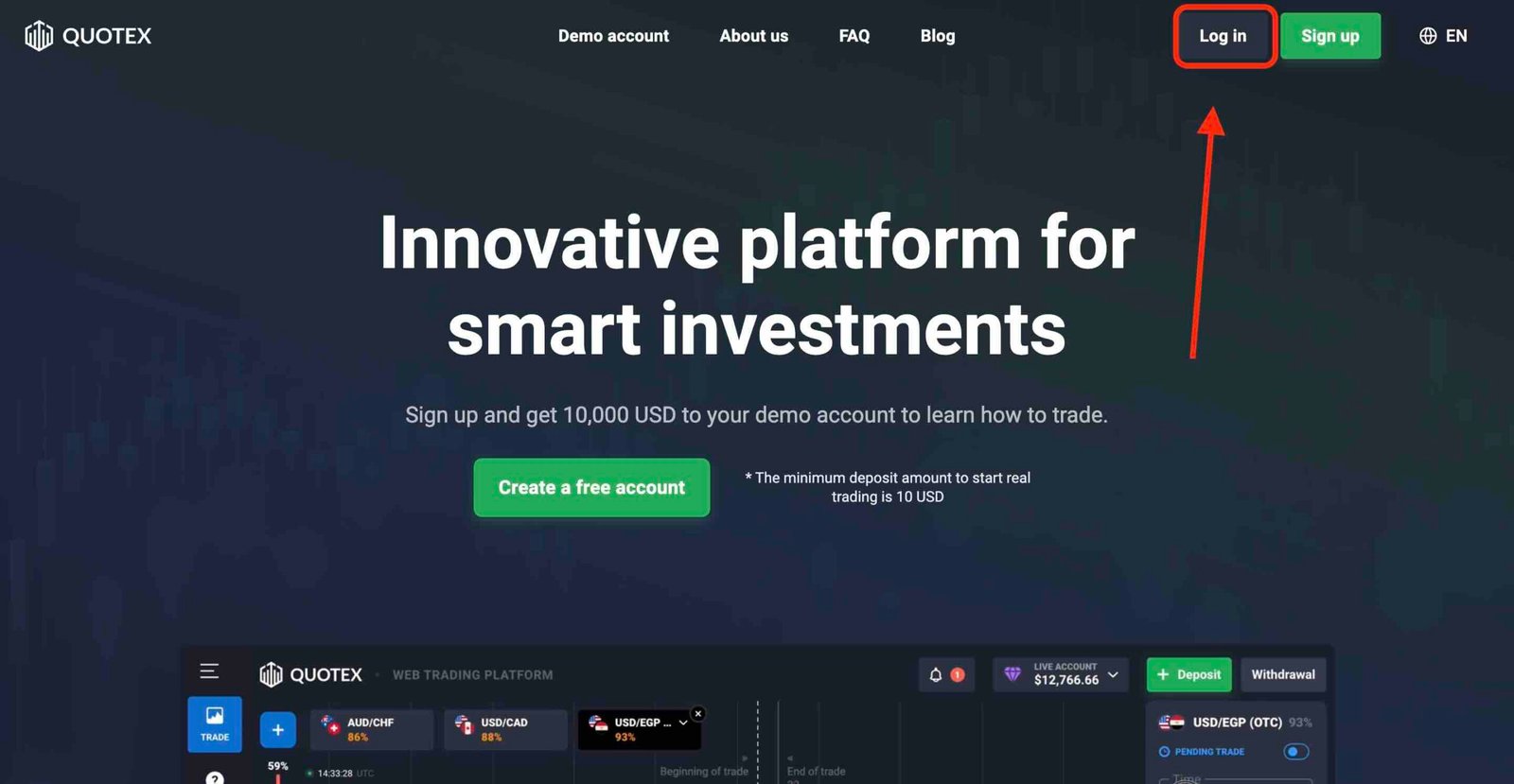 Quotex Login from Website on Desktop