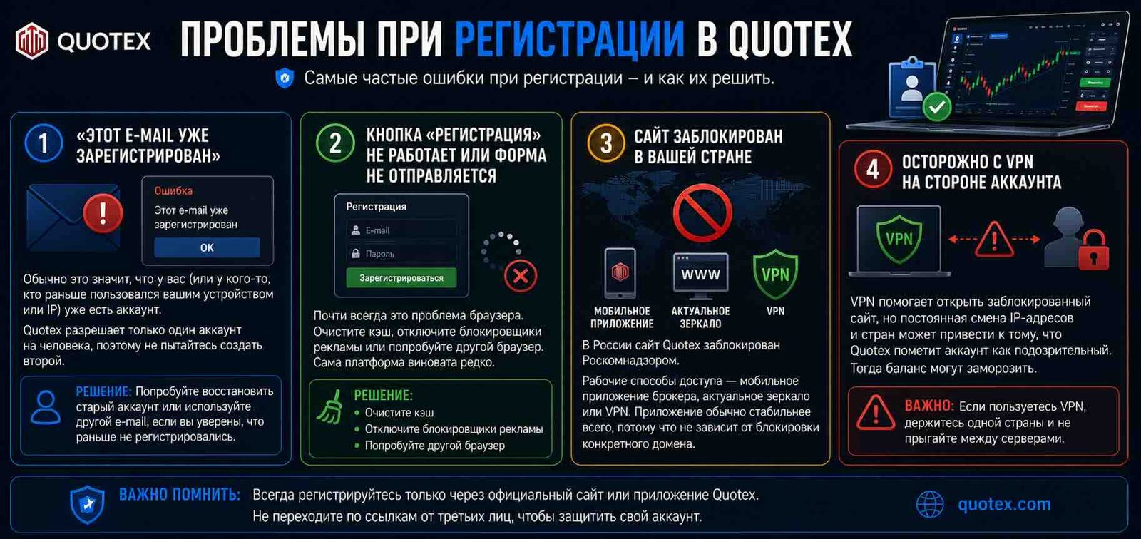 Проблемы при регистрации на Quotex и способы их решения
